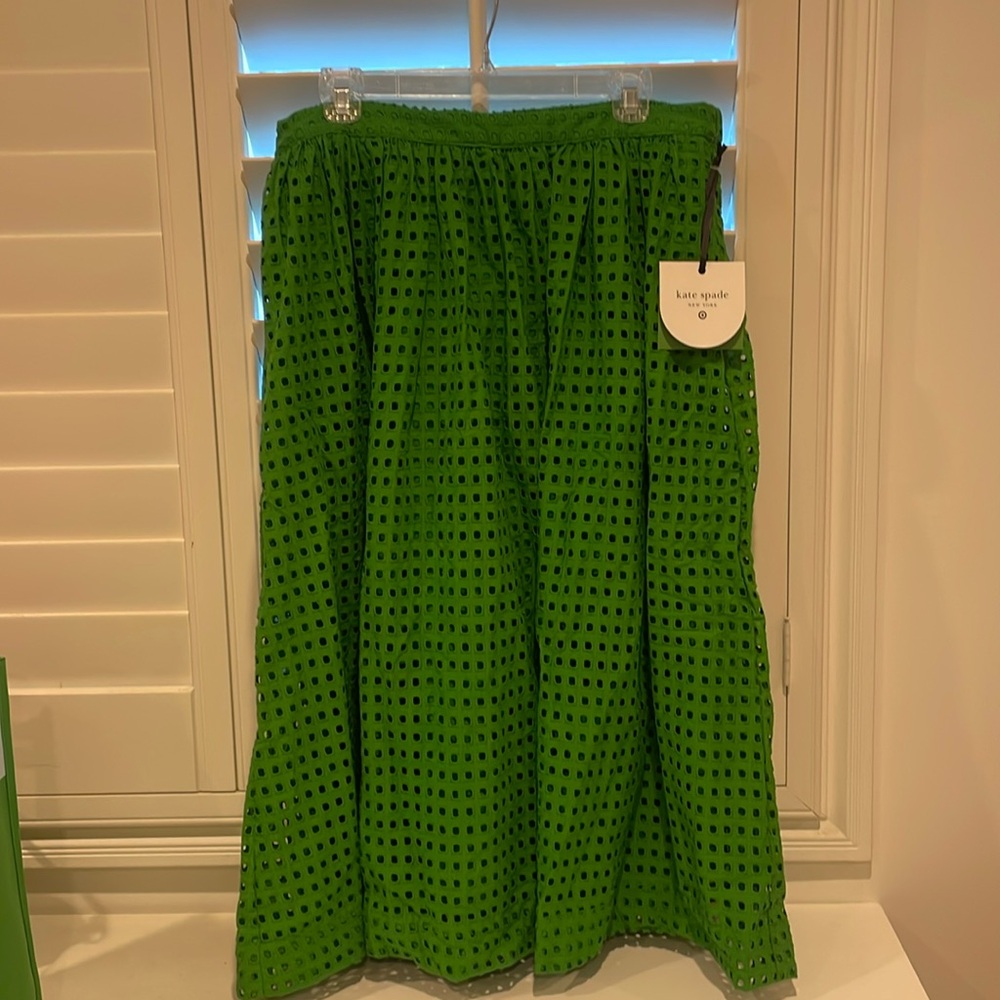 kate spade x Target Green Eyelet Volume Midi Skirt NWT size L 💯